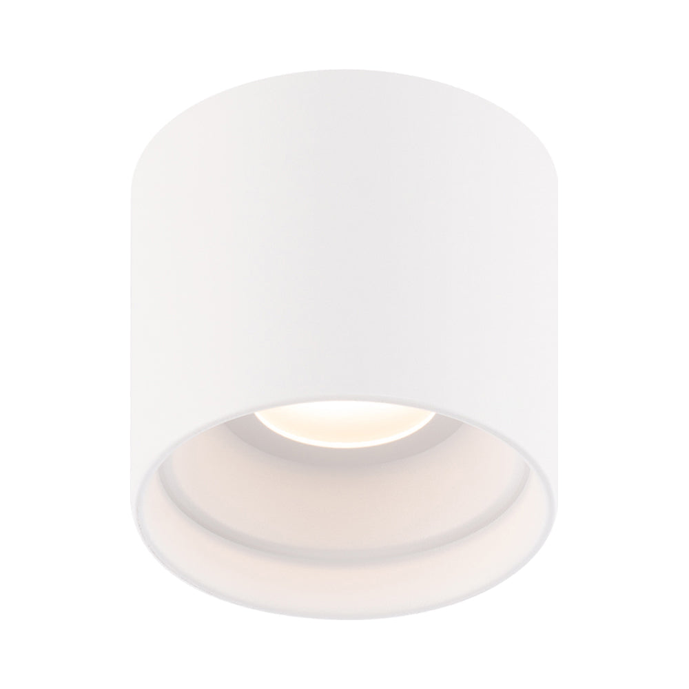Downtown Outdoor LED Flush Mount Ceiling Light in White (Round).