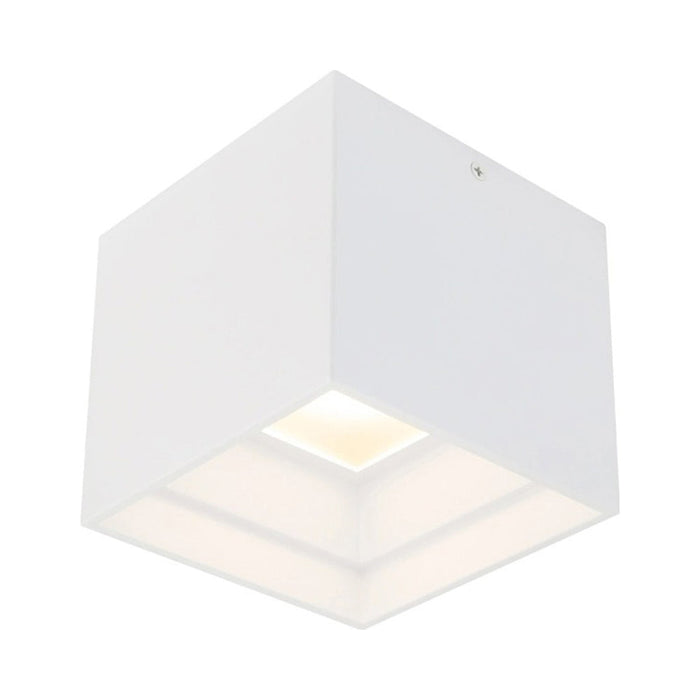 Downtown Outdoor LED Flush Mount Ceiling Light in White (Square).