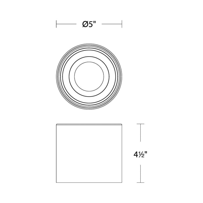 Downtown Outdoor LED Flush Mount Ceiling Light - line drawing.