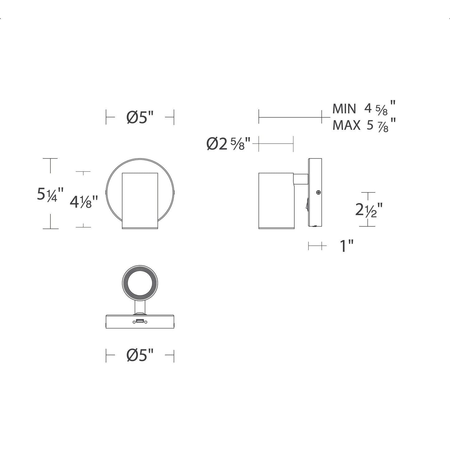 Kepler LED Wall Light - line drawing.