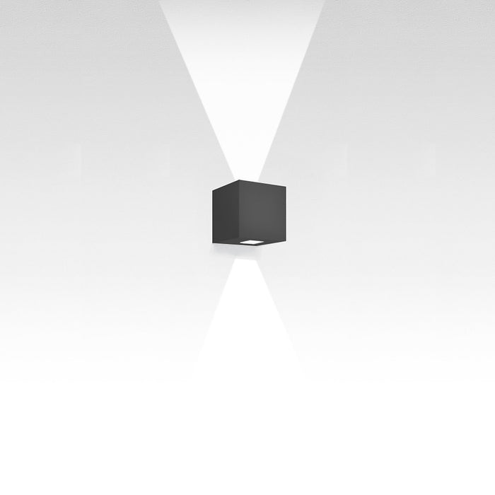 Effetto Square Outdoor LED Wall Light in Anthracite Grey/2 Beam Wide Flood.