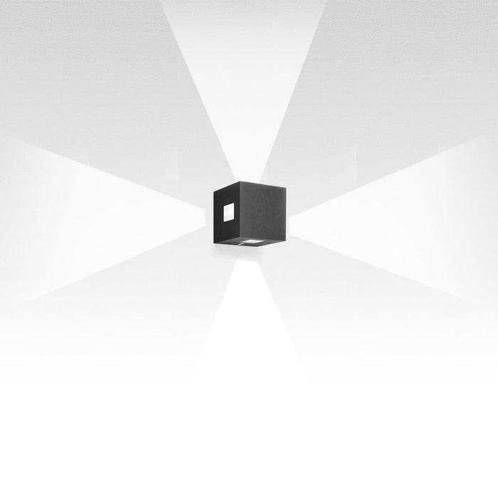 Effetto Square Outdoor LED Wall Light in Anthracite Grey/4 Beam Wide Flood.