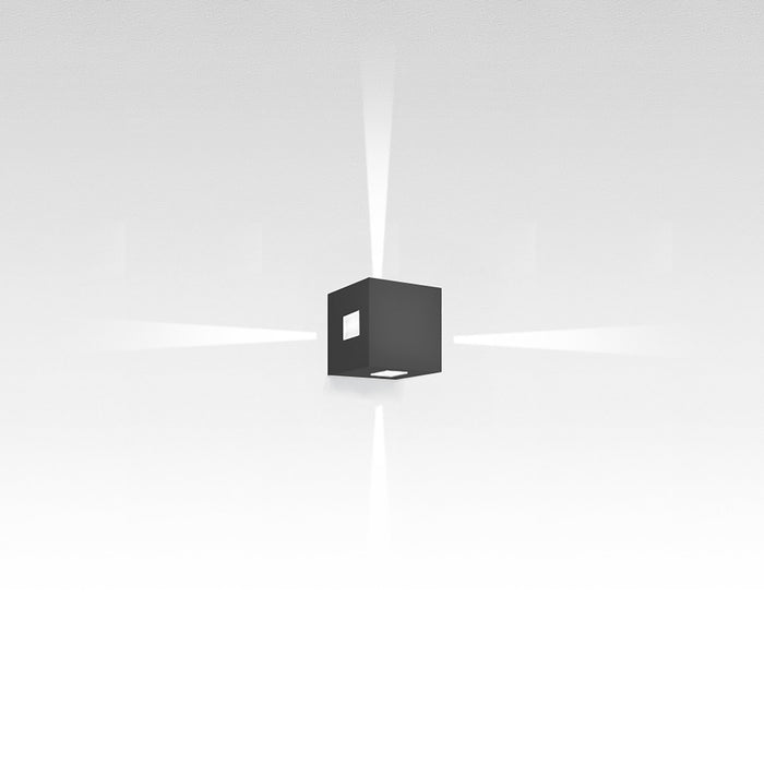 Effetto Square Outdoor LED Wall Light in Anthracite Grey/4 Beam Narrow Spot.