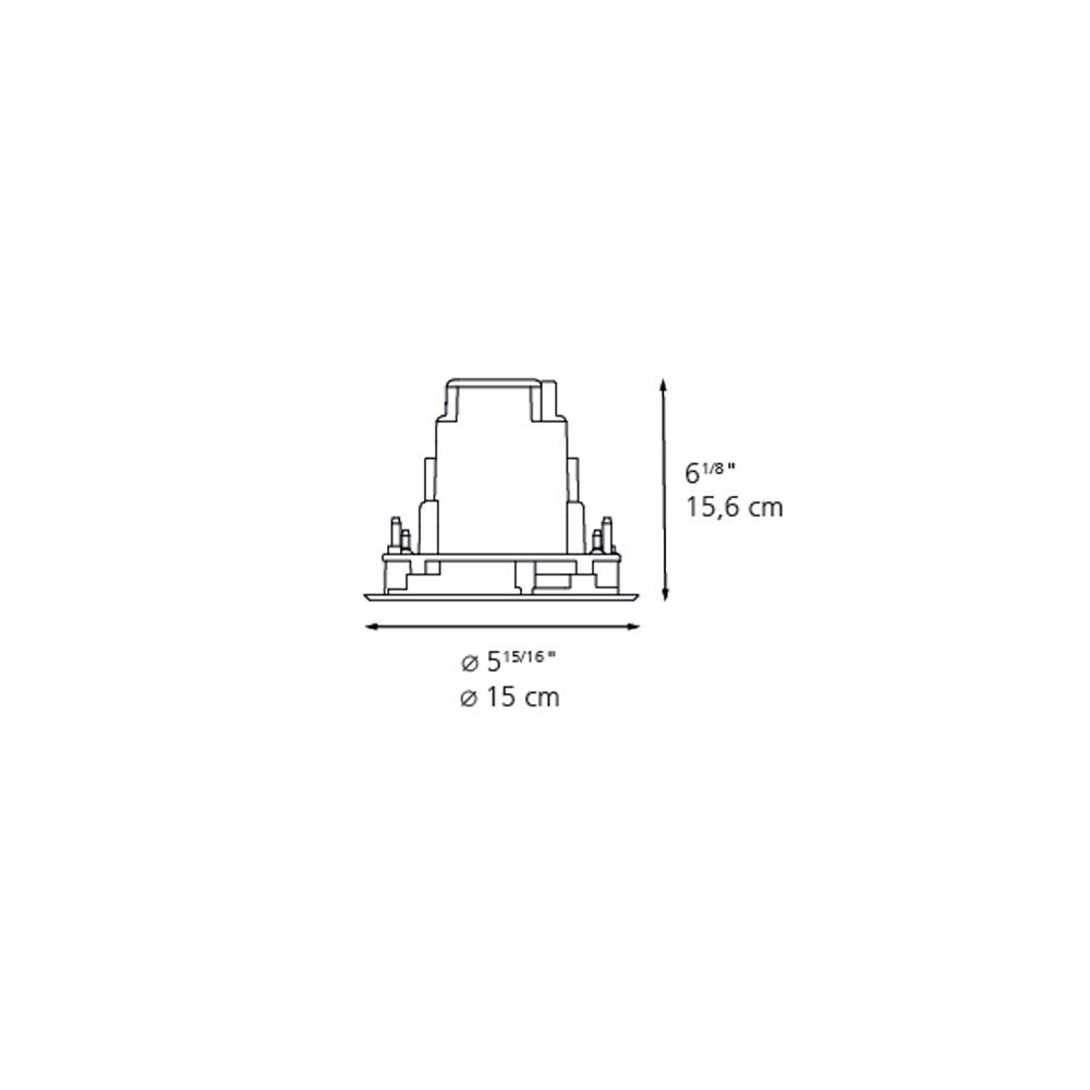 Ego Round Recessed Outdoor LED Ceiling Light - line drawing.