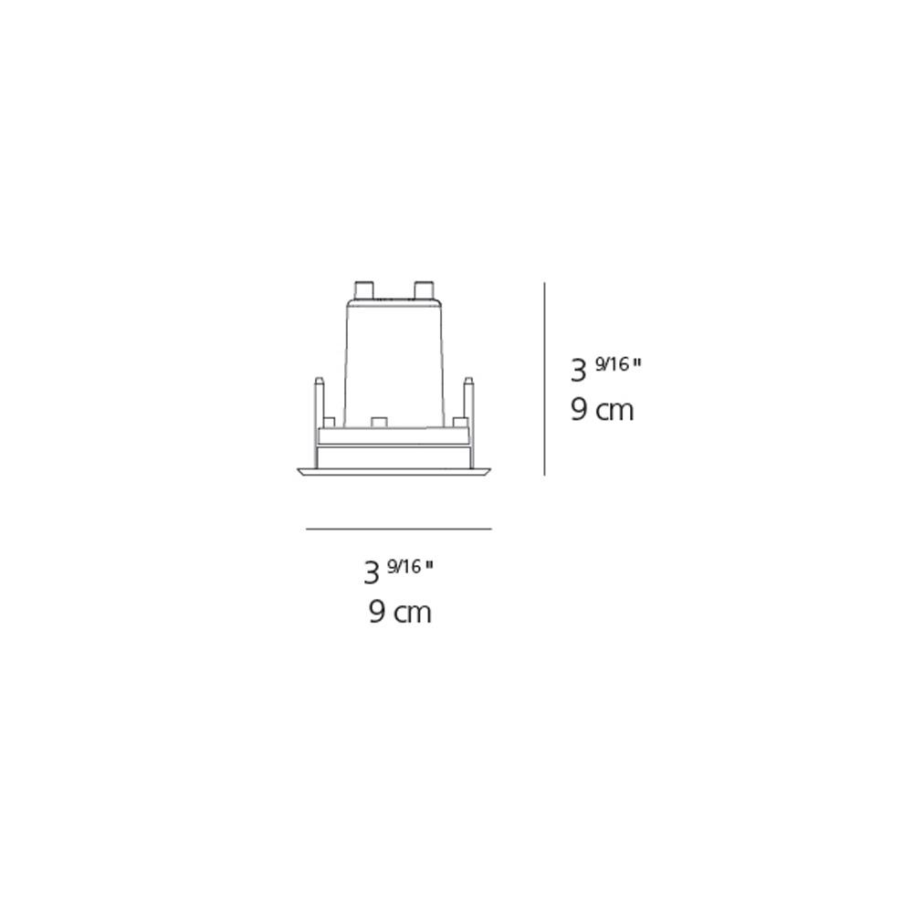 Ego Square Recessed Outdoor LED Ceiling Light - line drawing.