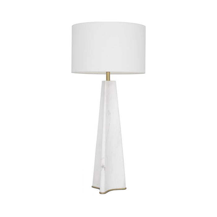 Benson Table Lamp in Honed White Marble.