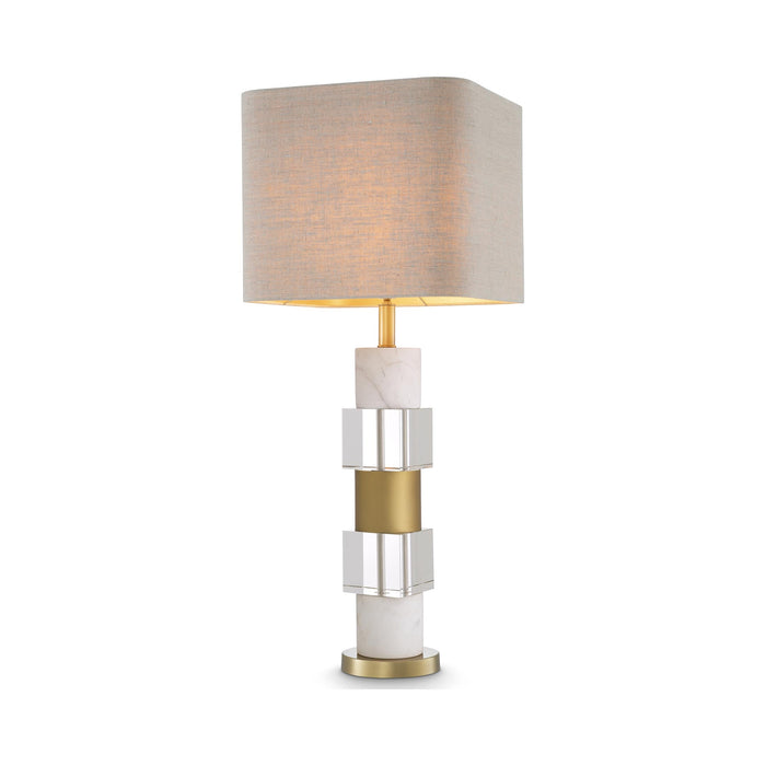 Cullingham Table Lamp in Antique Brass/White Marble.