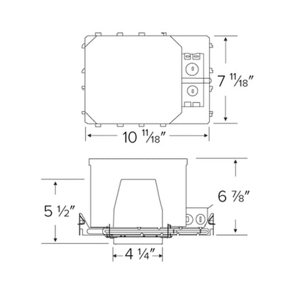 4" LED Fire Rated New Construction IC Airtight Housing - line drawing.