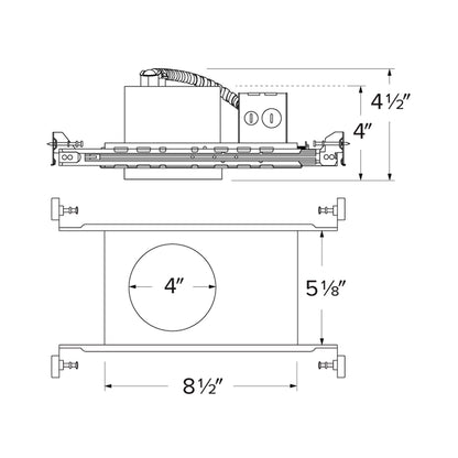 4" New Construction IC Airtight Housing 2-Hr Fire Rated Ceilings - line drawing.