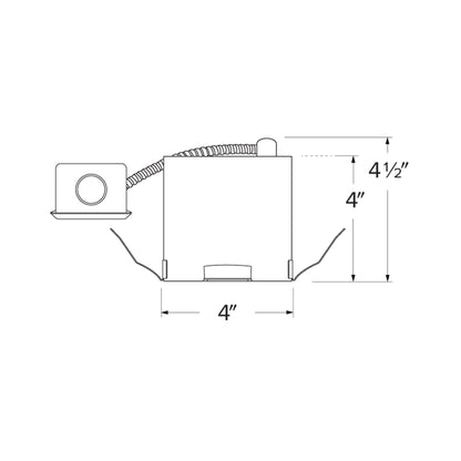 4" Remodel IC Airtight Housing 2-Hr Fire Rated Ceilings - line drawing.