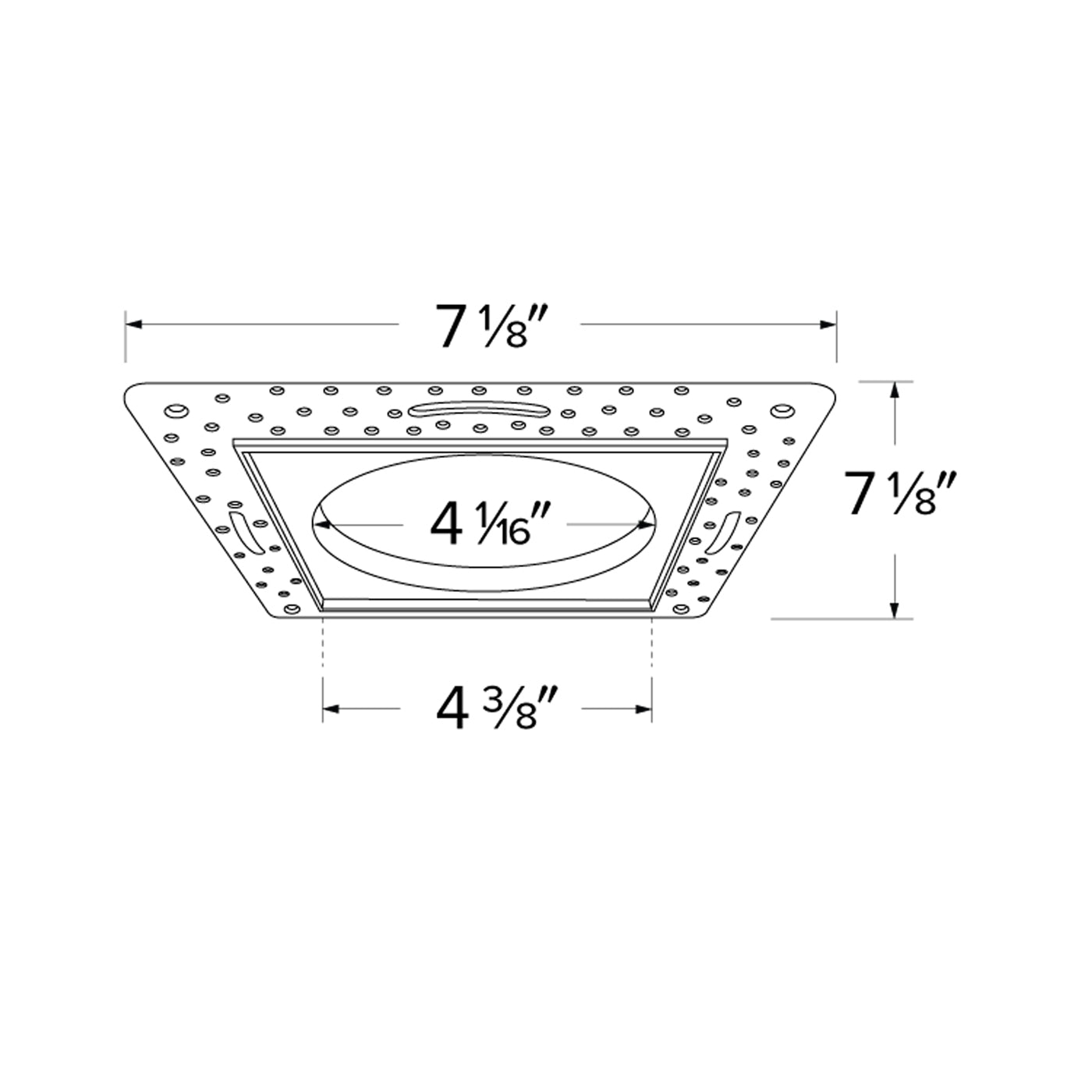 4" Square Flush Mount Trim Adaptor - line drawing.