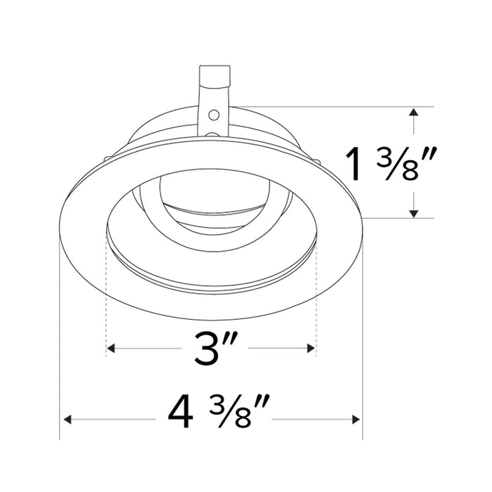 Pex™ 3″ Round Adjustable Reflector - line drawing.