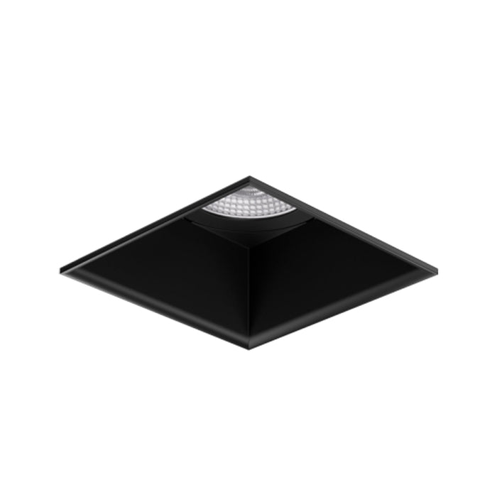 Pex™ 4" Square Adjustable Trimless Smooth Reflector Trim in Black/Reflector.