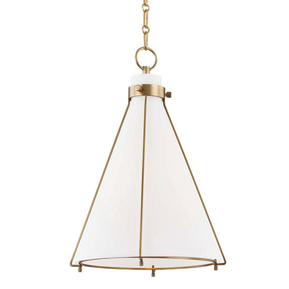 Eldridge Pendant Light in Aged Brass.