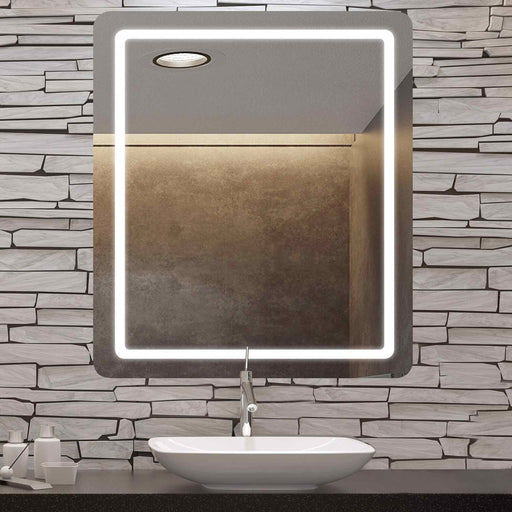 Aria LED Lighted Mirror in bathroom.