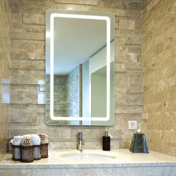 Aria LED Lighted Mirror in bathroom.