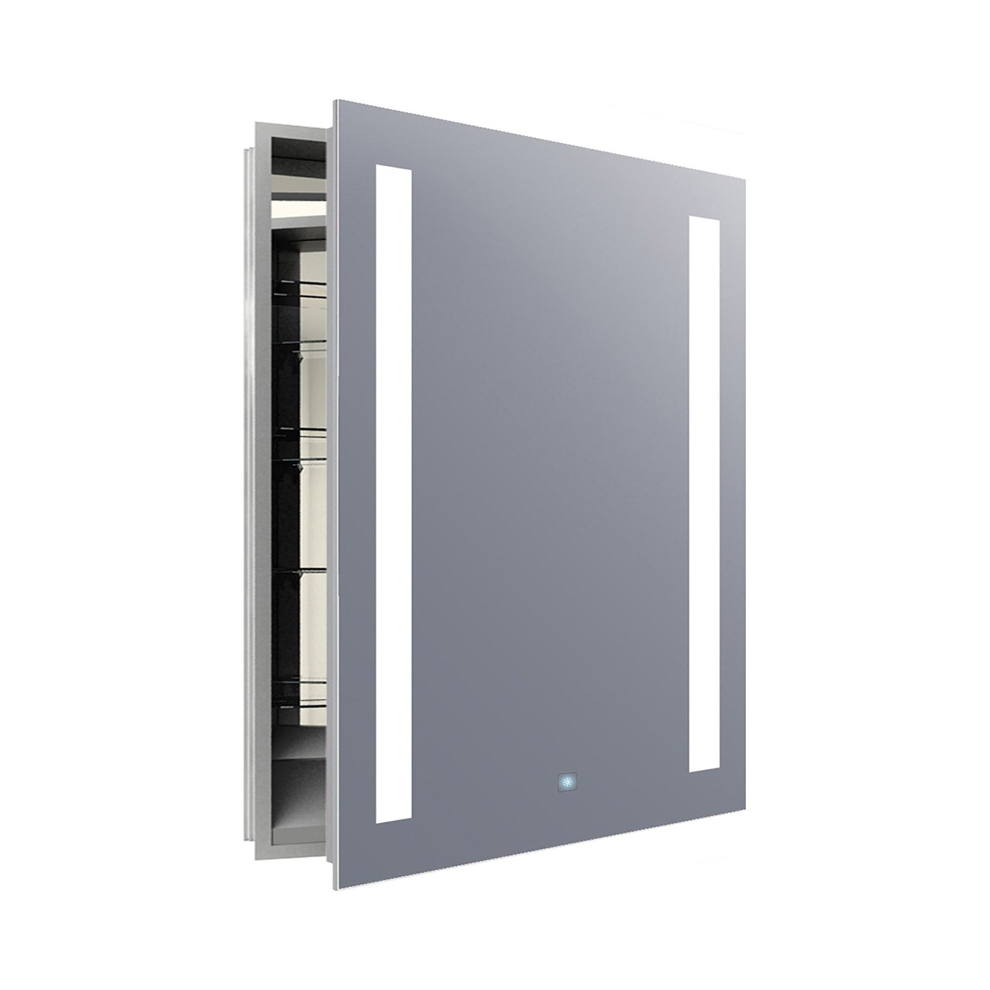 Ascension LED Mirrored Cabinet in Small/Right Door Swing.