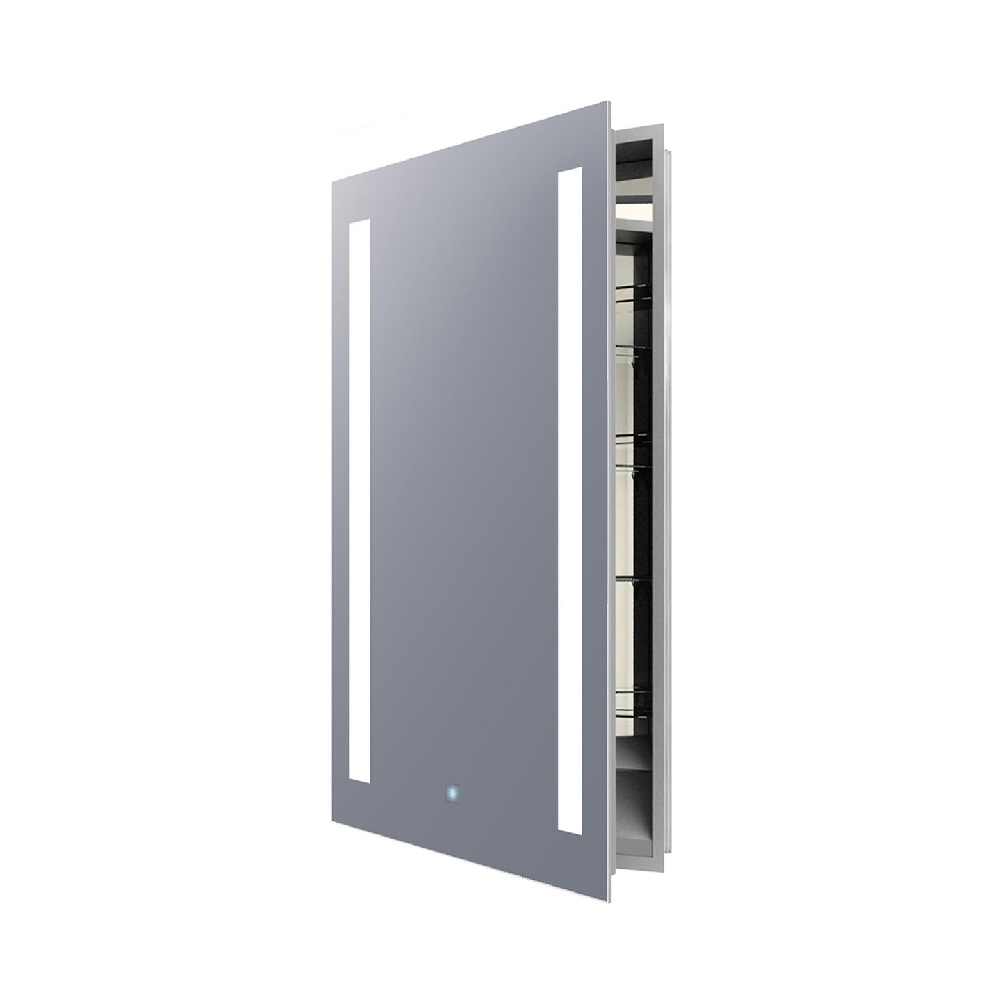 Ascension LED Mirrored Cabinet in Large/Left Door Swing.