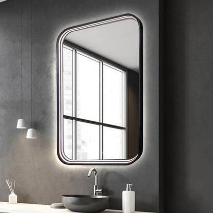 Eminence LED Lighted Mirror in bathroom.