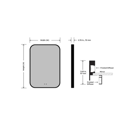 Eminence LED Lighted Mirror - line drawing.