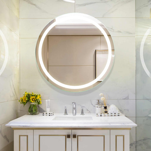 Eternity LED Lighted Mirror in bathroom.