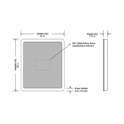 Eyla LED Lighted Mirror - line drawing.