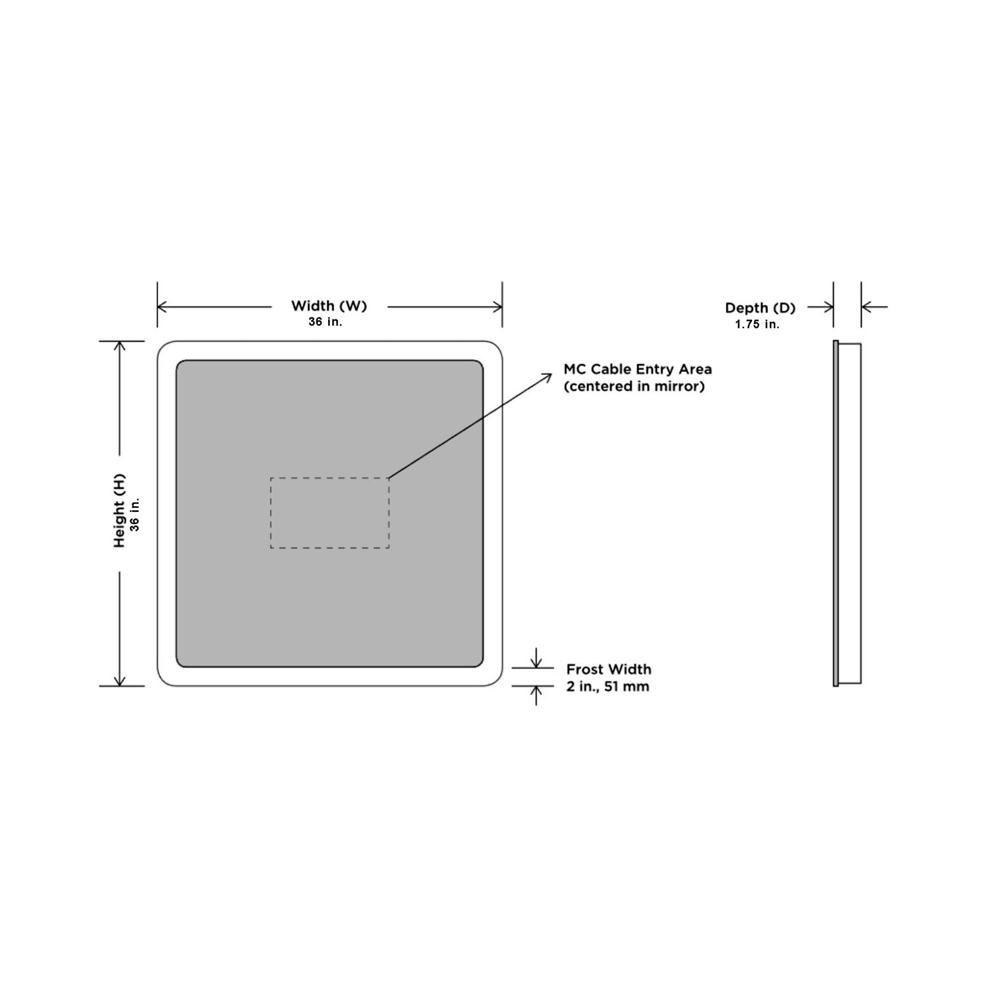 Eyla LED Lighted Mirror - line drawing.