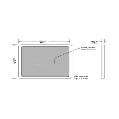 Eyla LED Lighted Mirror - line drawing.