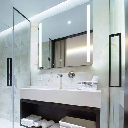 Fusion LED Lighted Mirror in bathroom.