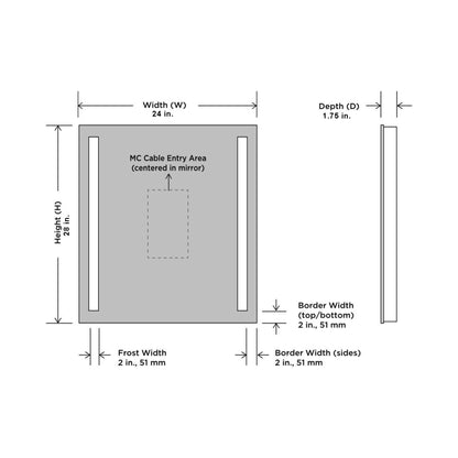 Fusion LED Lighted Mirror - line drawing.