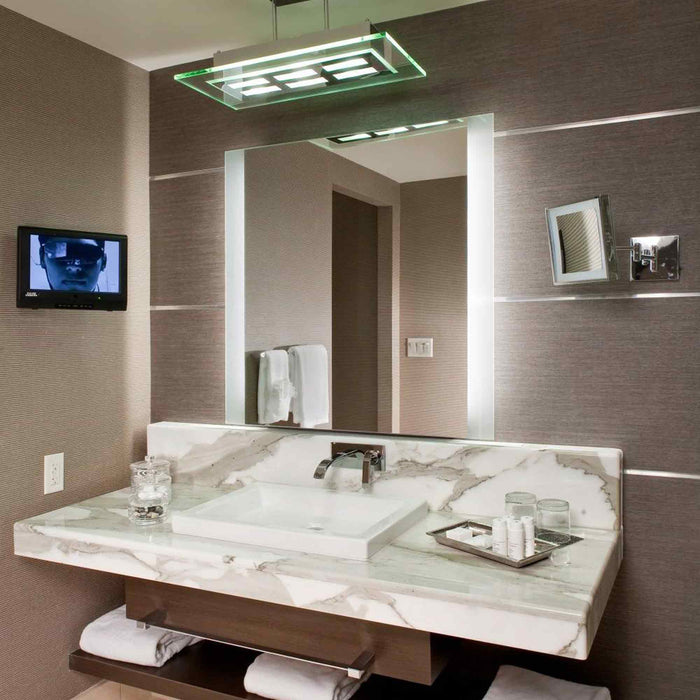 Novo LED Lighted Mirror in bathroom.