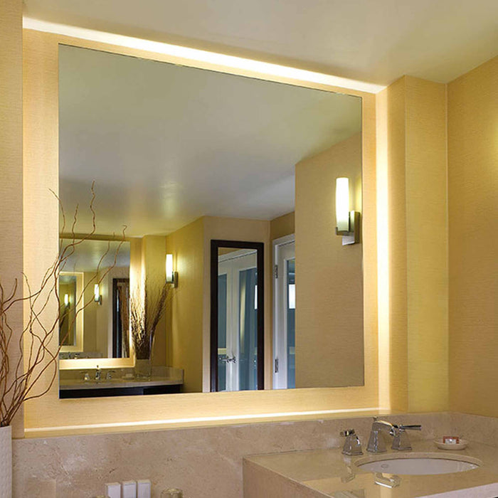 Serenity LED Lighted Mirror in bathroom.