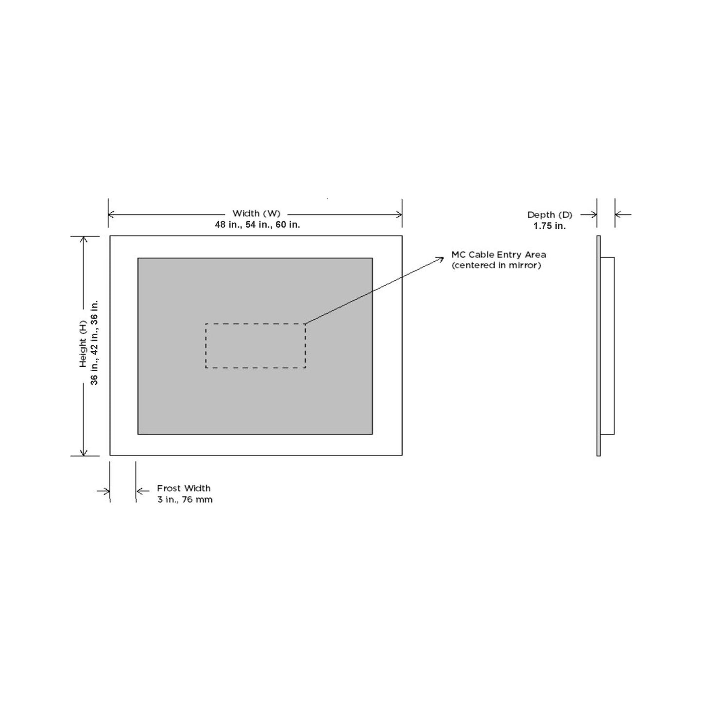 Silhouette LED Lighted Mirror - line drawing.