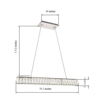 Monroe LED Linear Pendant Light - line drawing.