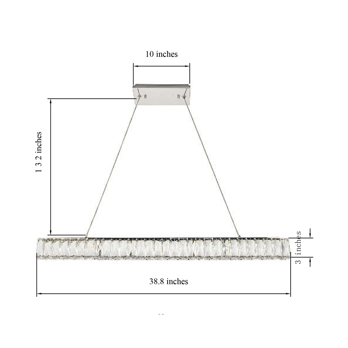 Monroe LED Linear Pendant Light - line drawing.