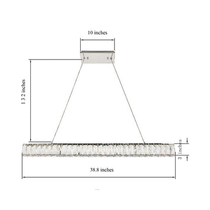 Monroe LED Linear Pendant Light - line drawing.