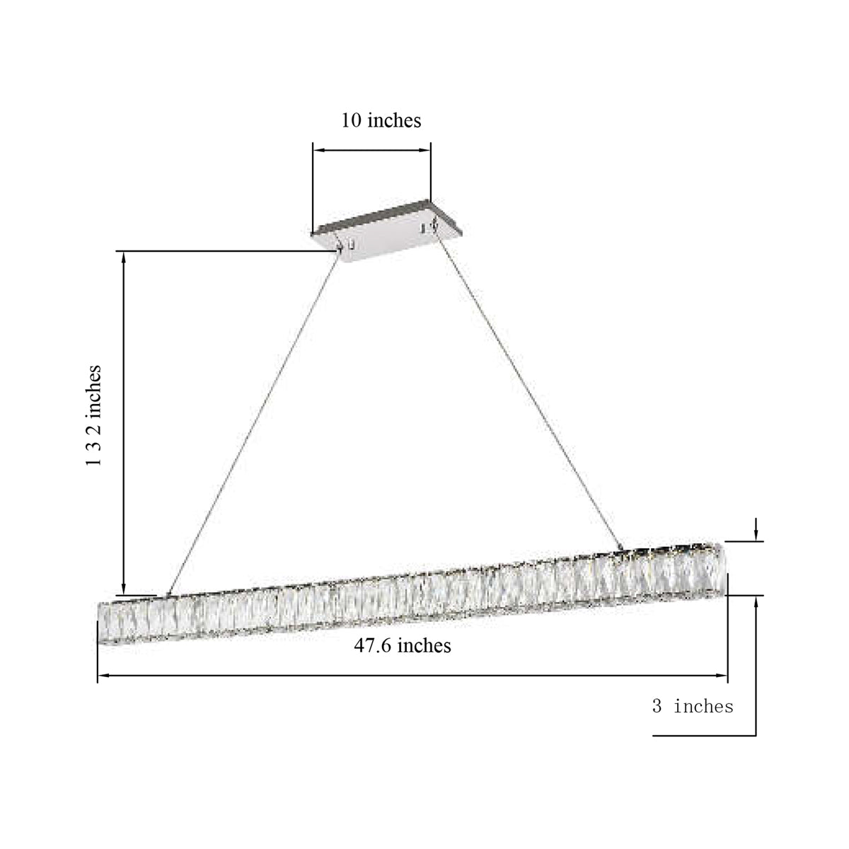 Monroe LED Linear Pendant Light - line drawing.