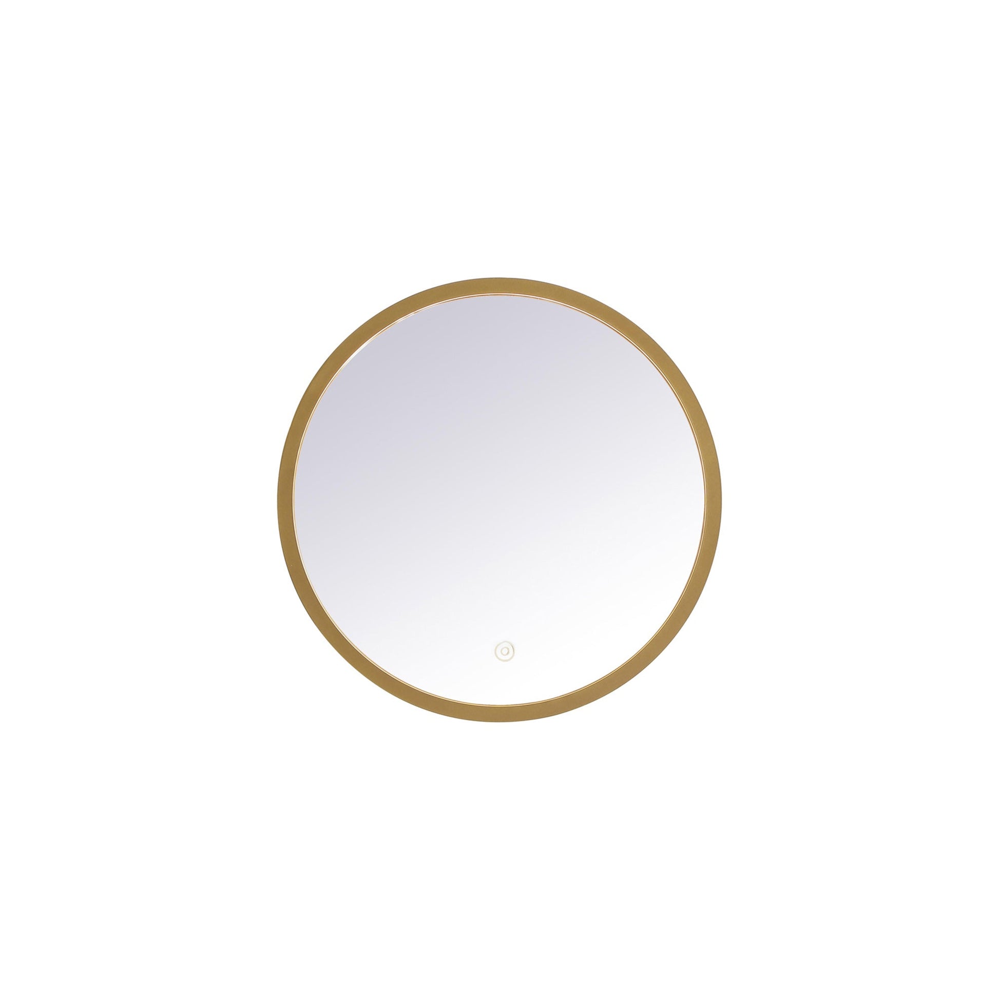Pier LED Round Mirror Wall Light in Brass (18-Inch Round).