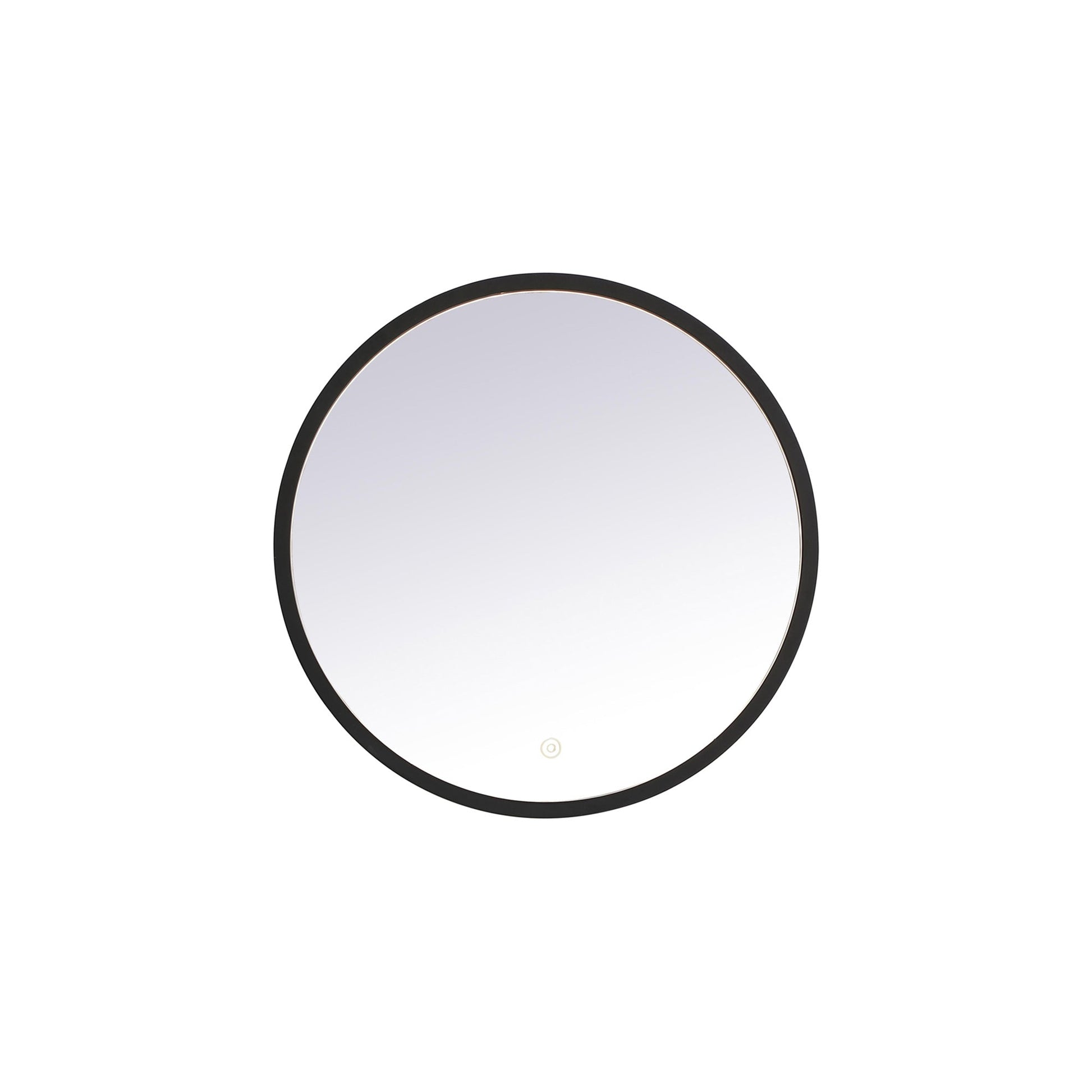 Pier LED Round Mirror Wall Light in Black (21-Inch Round).