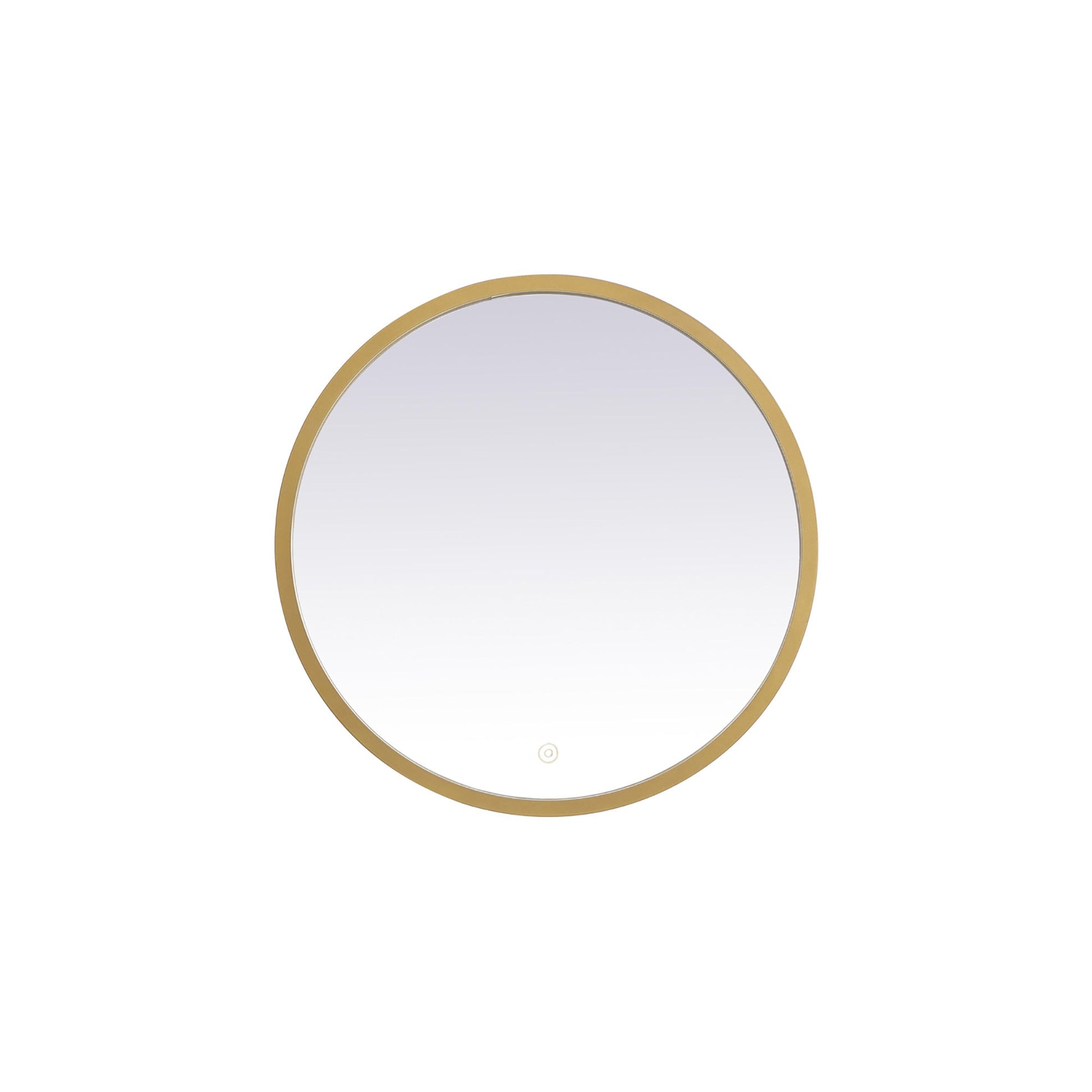 Pier LED Round Mirror Wall Light in Brass (21-Inch Round).