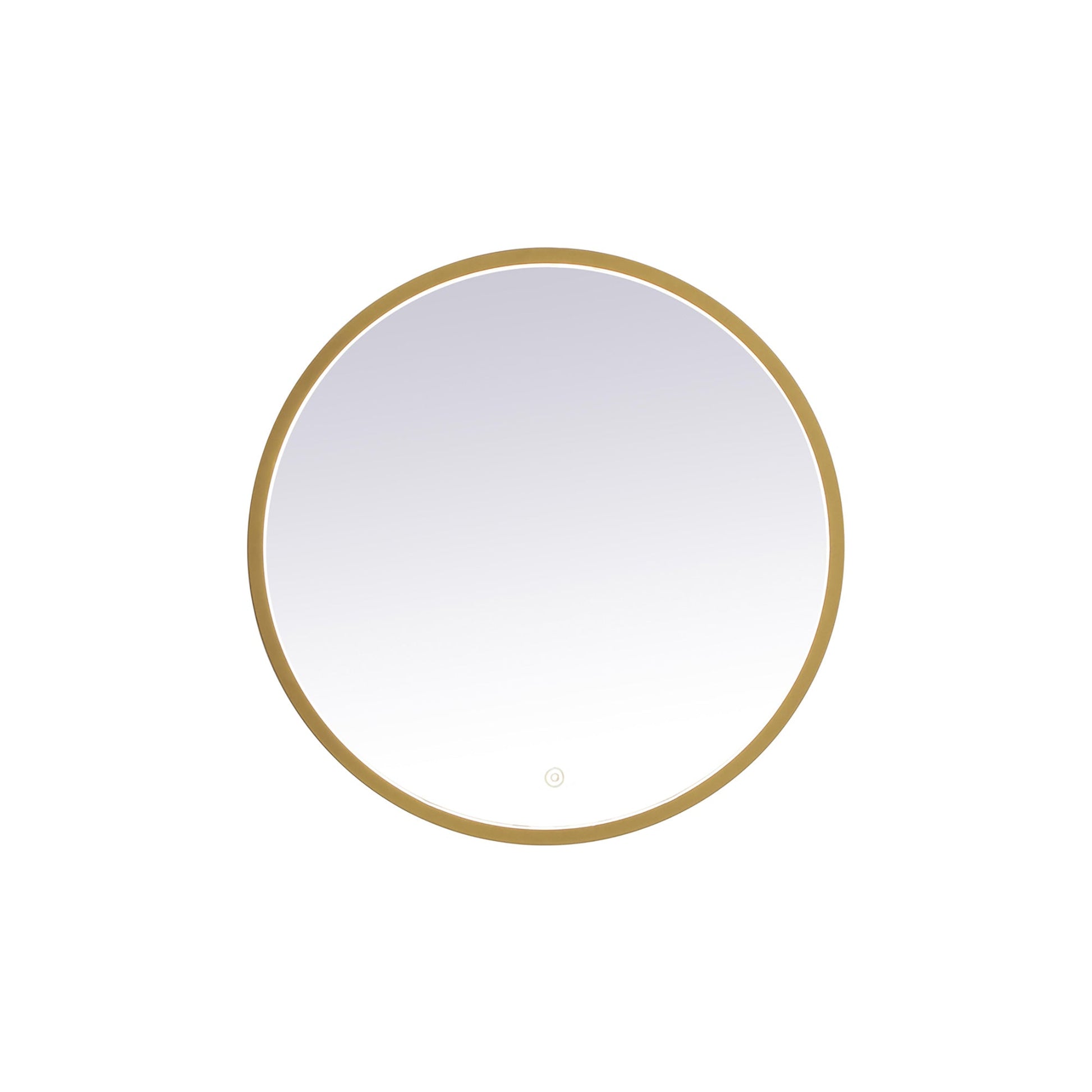 Pier LED Round Mirror Wall Light in Brass (24-Inch Round).