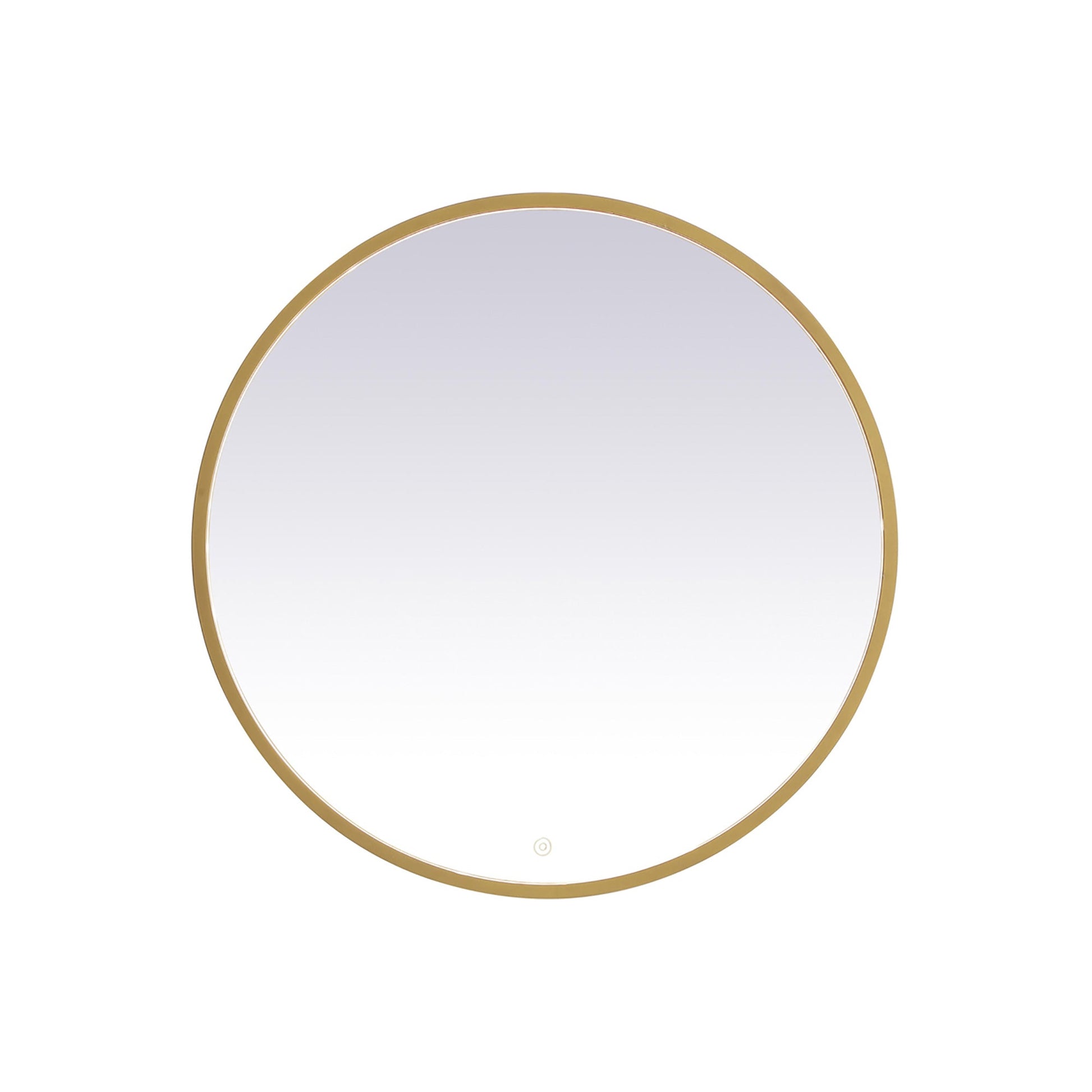 Pier LED Round Mirror Wall Light in Brass (32-Inch Round).