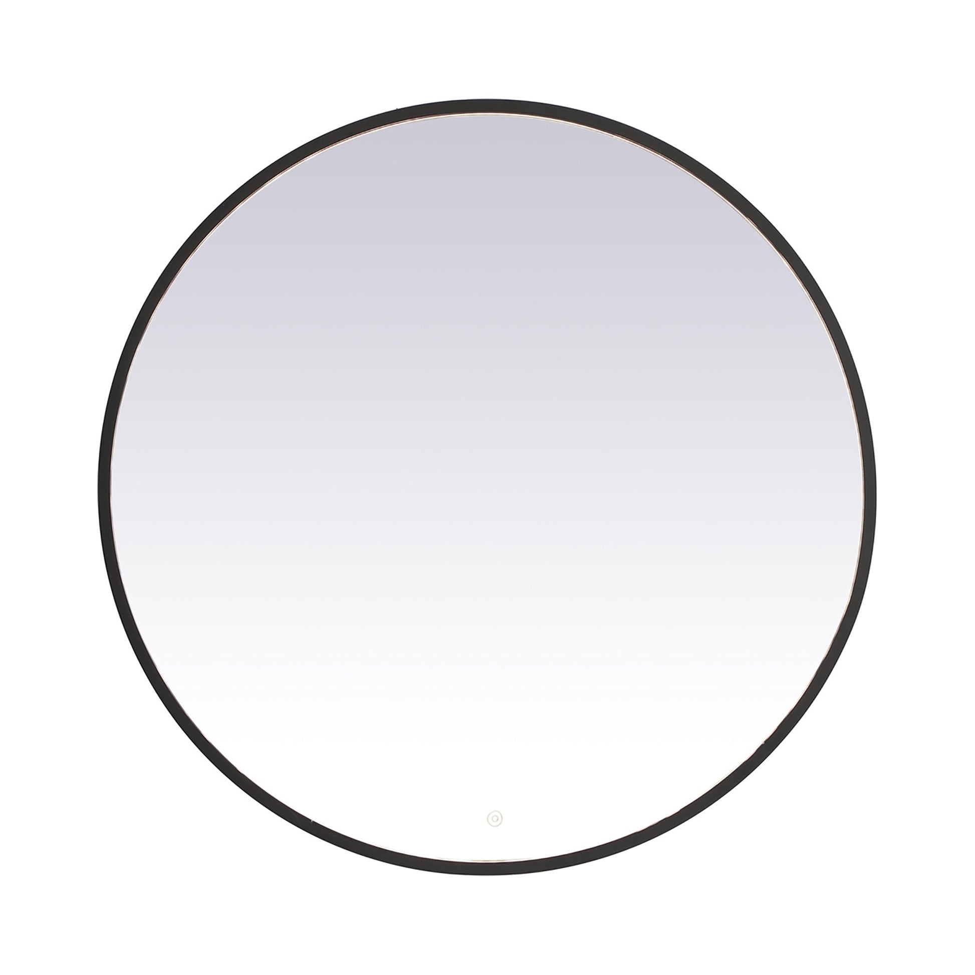 Pier LED Round Mirror Wall Light in Black (42-Inch Round).