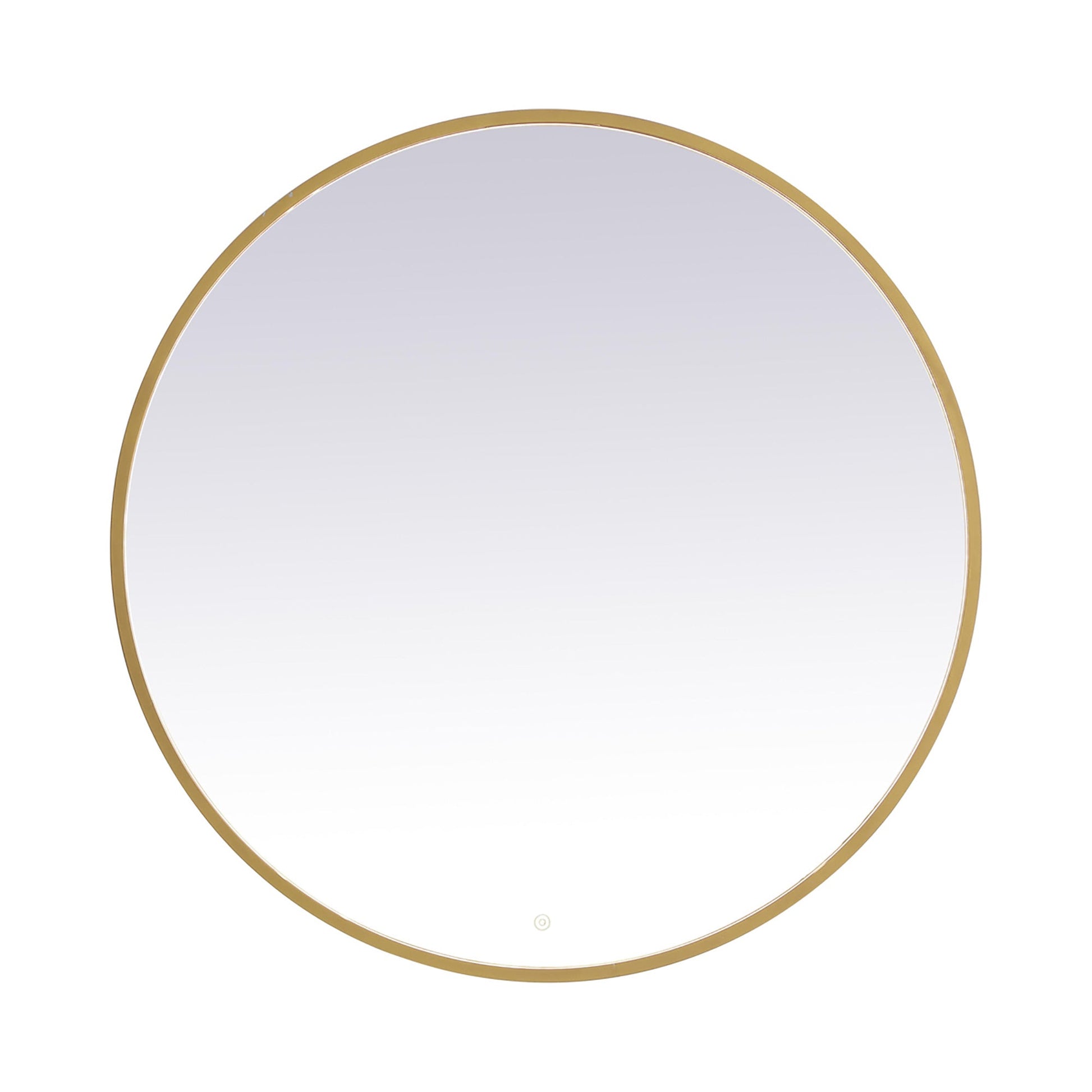 Pier LED Round Mirror Wall Light in Brass (42-Inch Round).