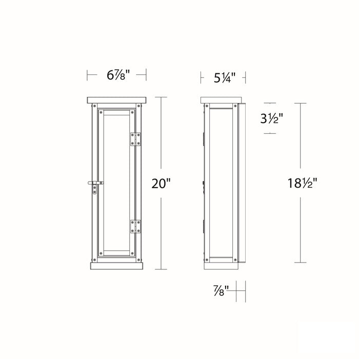 Eliot Outdoor LED Wall Light - line drawing.