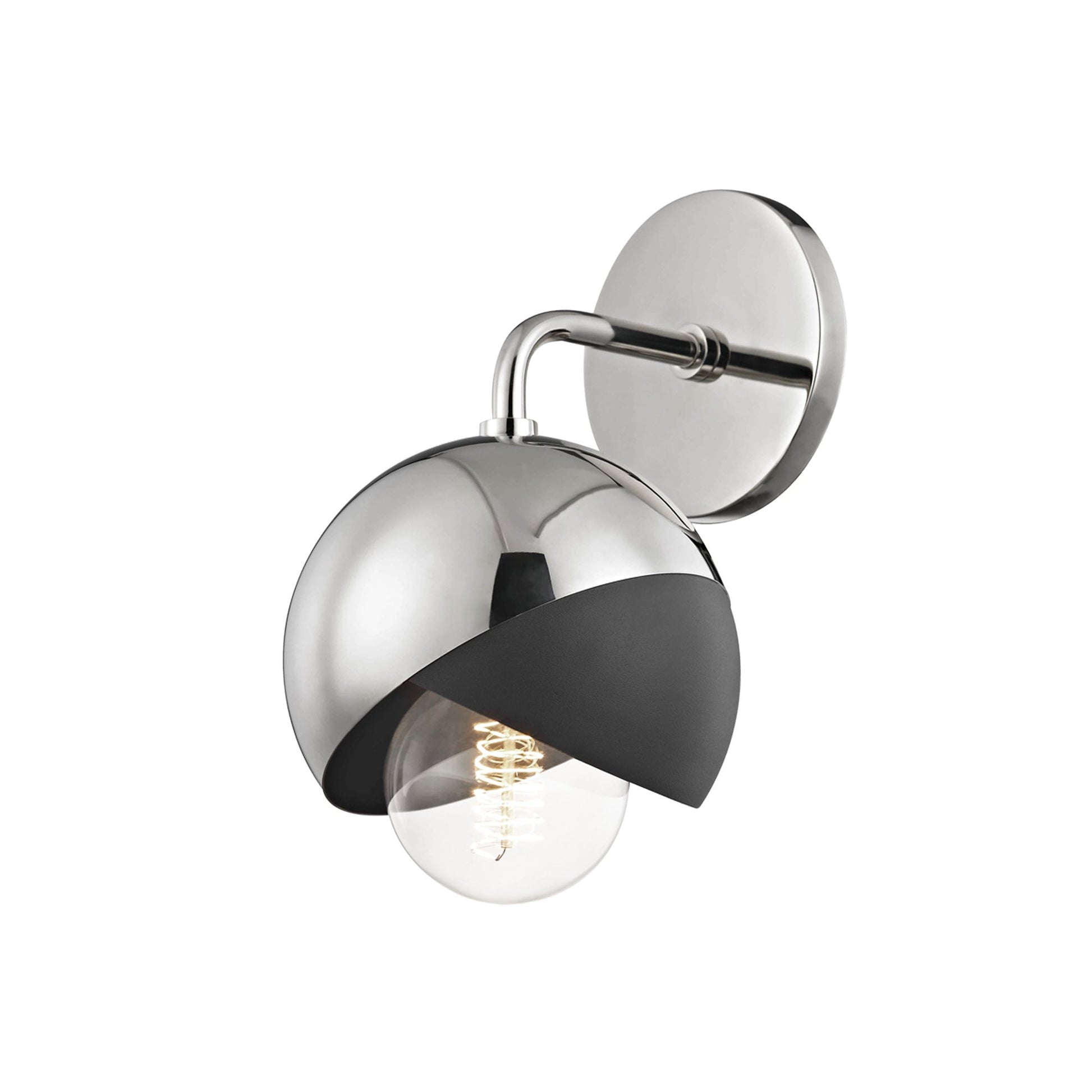 Emma Wall Light in Polished Nickel / Black.