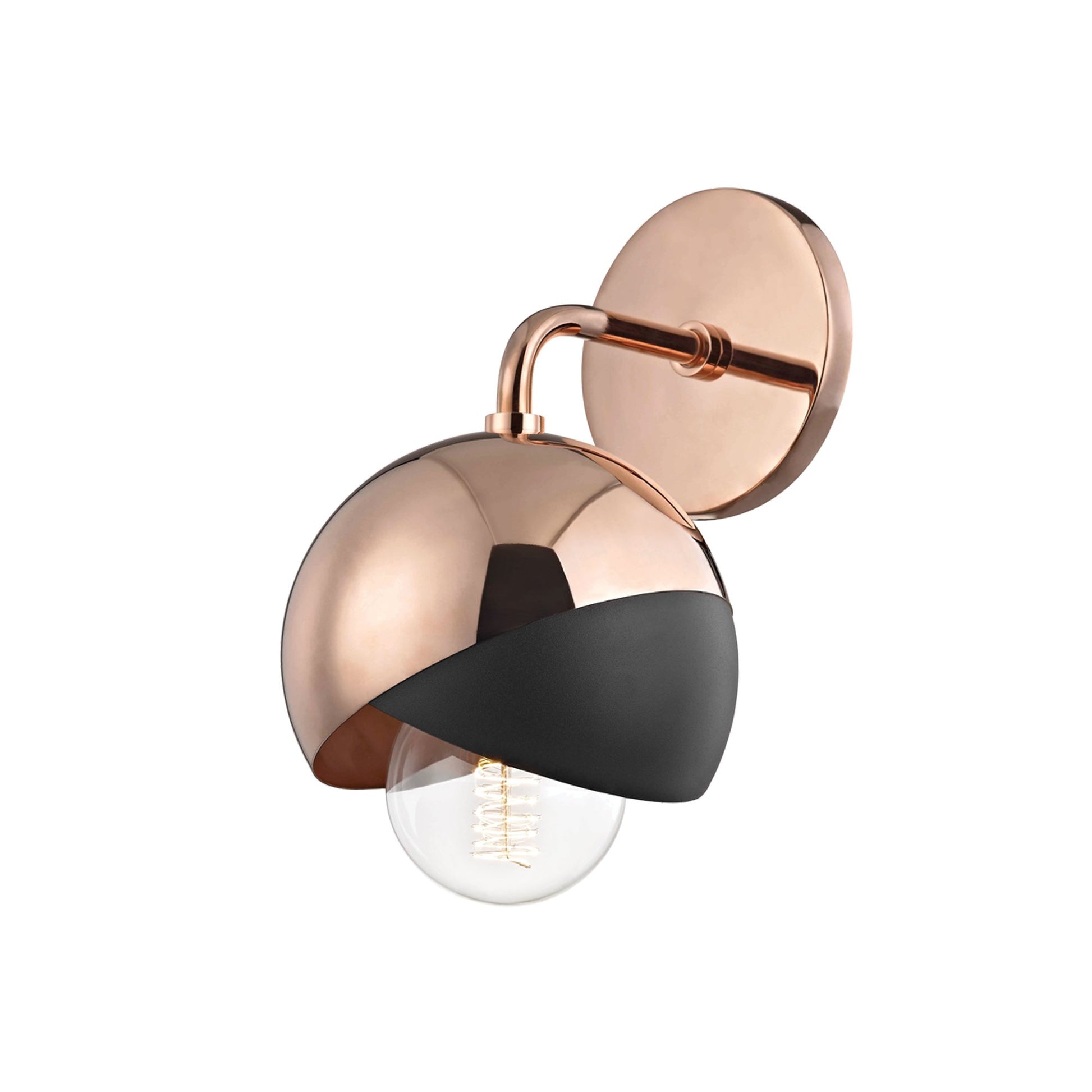 Emma Wall Light in Polished Copper / Black.