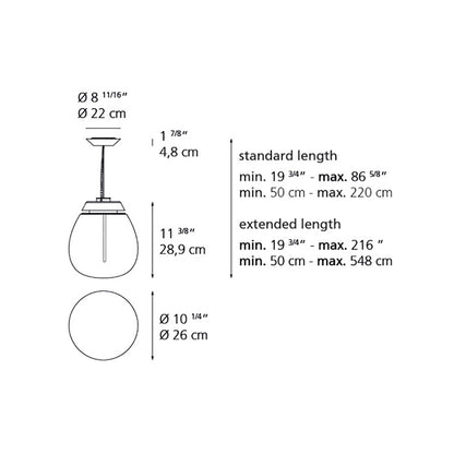 Empatia LED Suspension Light - line drawing.