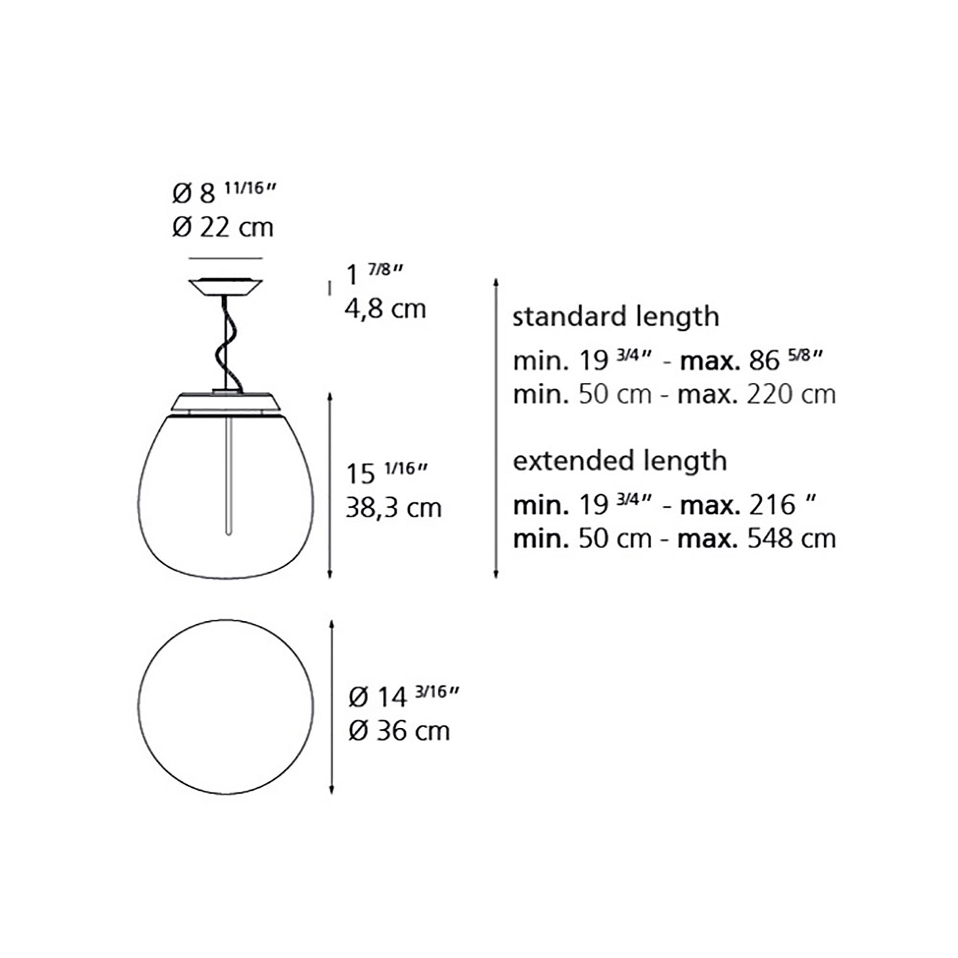 Empatia LED Suspension Light - line drawing.