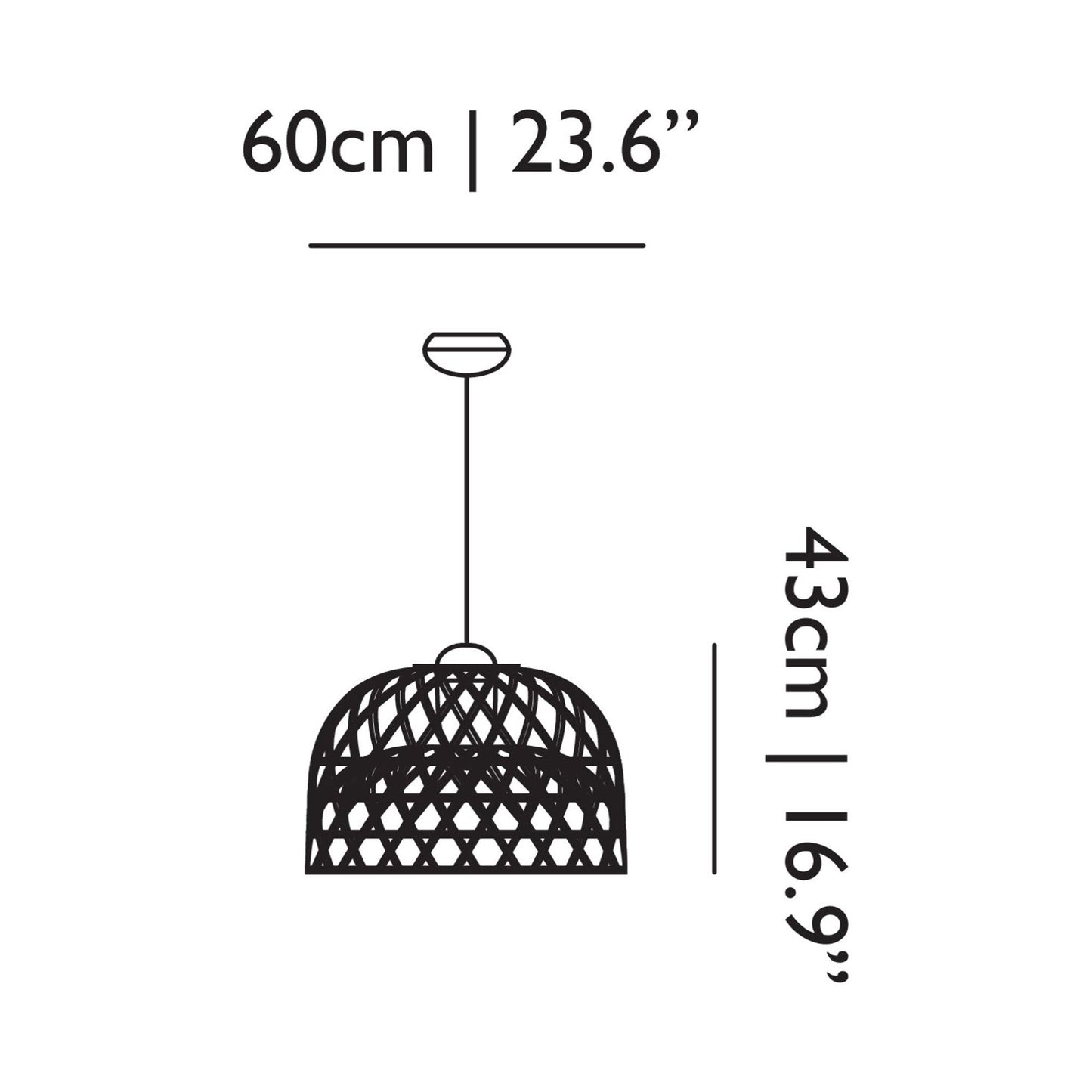 Emperor Suspension Light - line drawing.